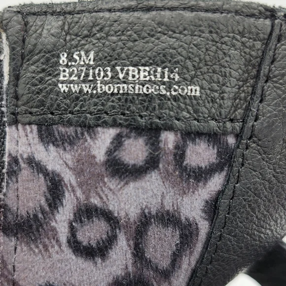 Born Alamid Black Leather Straps & Buckles Calf-High Lug Sole Moto Style Boots - Picture 11 of 12